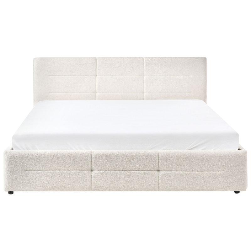 Upholstered Ottoman Storage Bed, White, Super King (6')