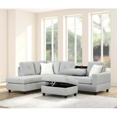 Canapé modulaire moderne en L avec design réversible et table rabattable