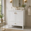Meuble-lavabo 30 po avec lavabo, meuble-lavabo autoportant avec 1 tiroir et 2 portes à fermeture en douceur avec rangement pour porte, structure et pieds en bois massif, un paquet, blanc