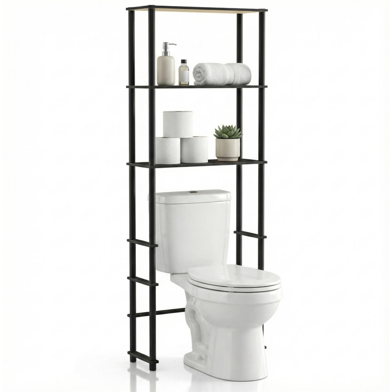 Turn N Tube Toilet Space Saver with 3 Shelves Espresso and Black Over Toilet Bathroom Organizer, Espresso/Black