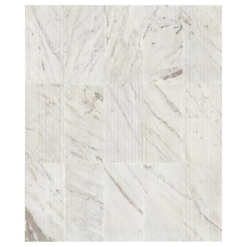 Marbre blanc, marbre naturel, pour mur, finition texturée en ol, marbre cannelé 3D