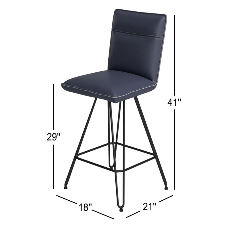 Vangorder Swivel Upholstered Counter Stool with Metal Frame, Bar Stool (29" Seat Height), Cobalt