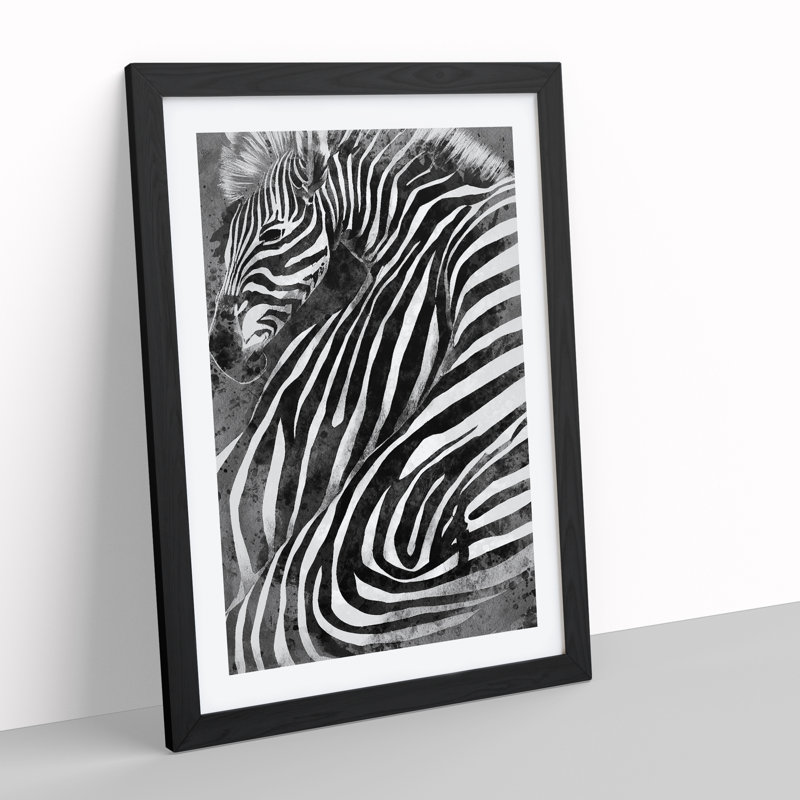 Zebra No.2 Abstract - Single Picture Frame Painting, Black, 34cm H x 25cm W x 2cm D