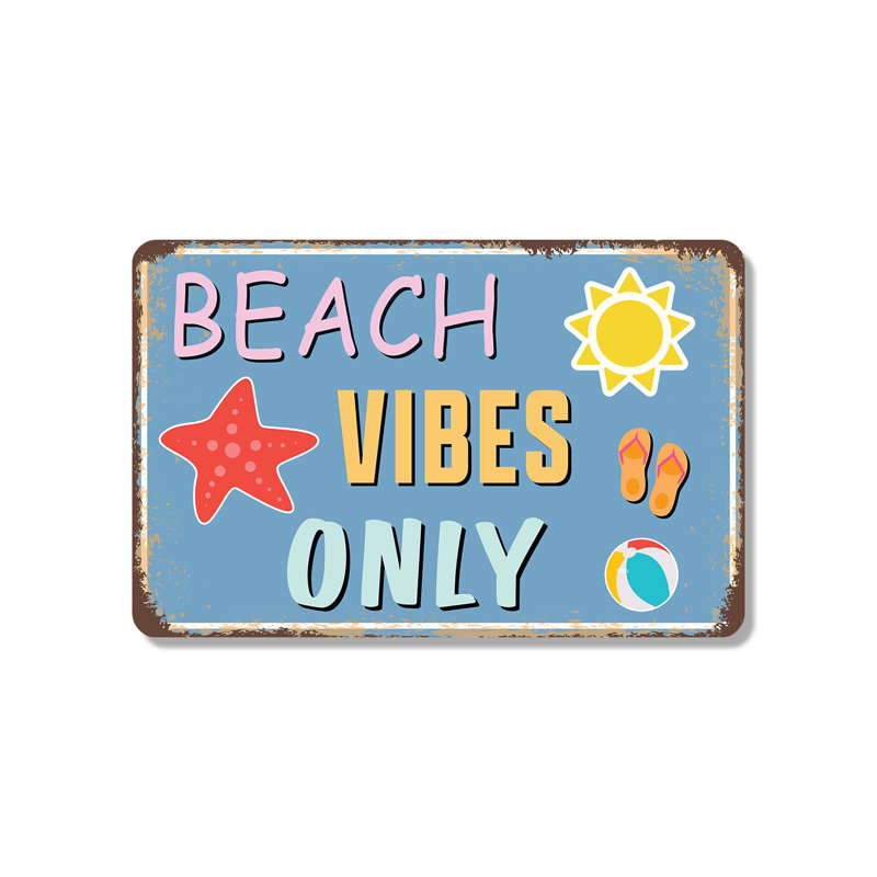 Enseigne de fantaisie en aluminium 7 po x 10 po Beach Vintage Vibes