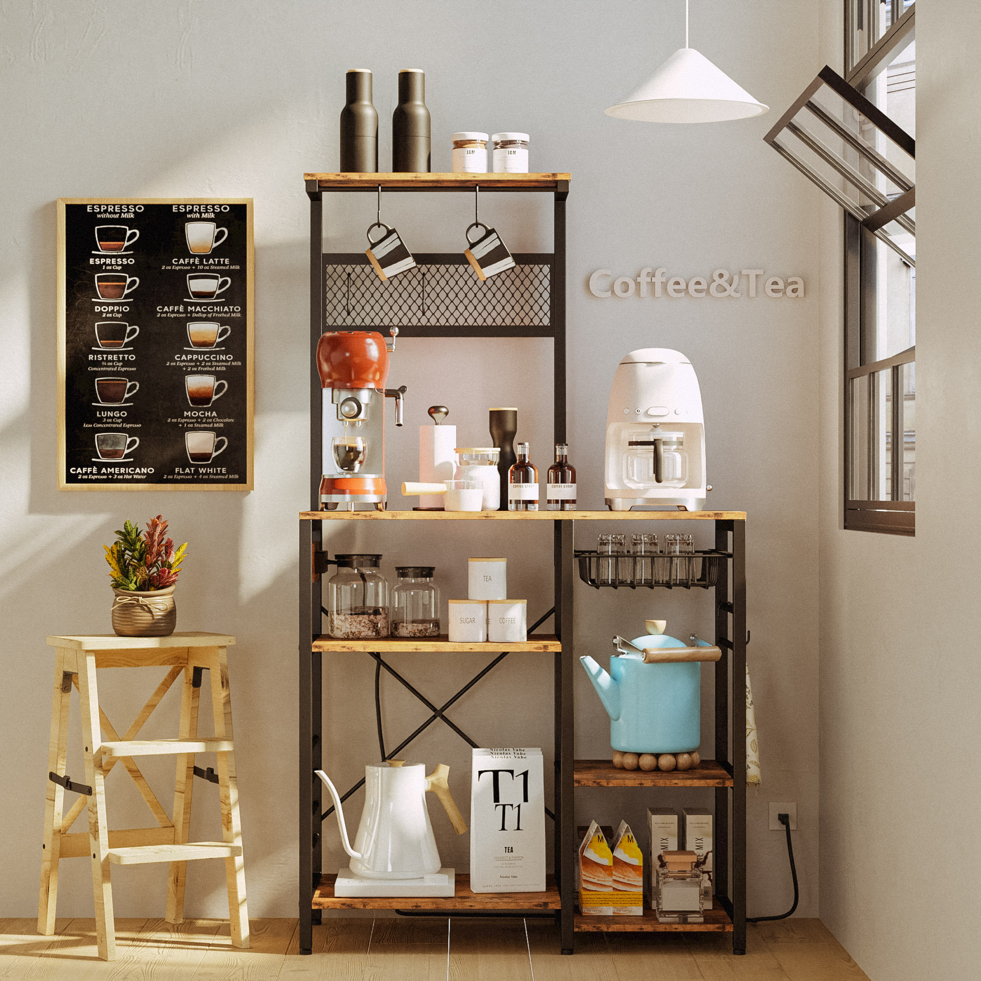 17 Stories Tegan-Louise 35'' Steel Standard Baker's Rack with Microwave ...