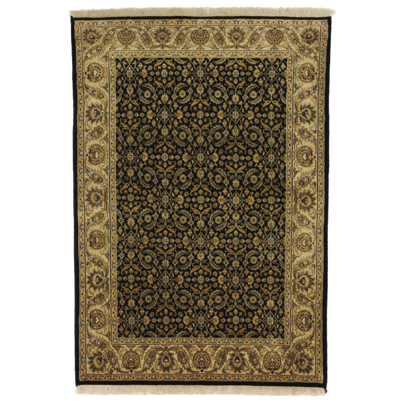 Canvello Hand Made Traditional All Over Indo Rug - 4'0'' X 5'2''