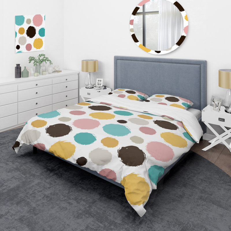 Multicolor Circle Pattern - Abstract Duvet Cover Set - Microfiber Polyester, King Duvet Cover + 2 King Shams
