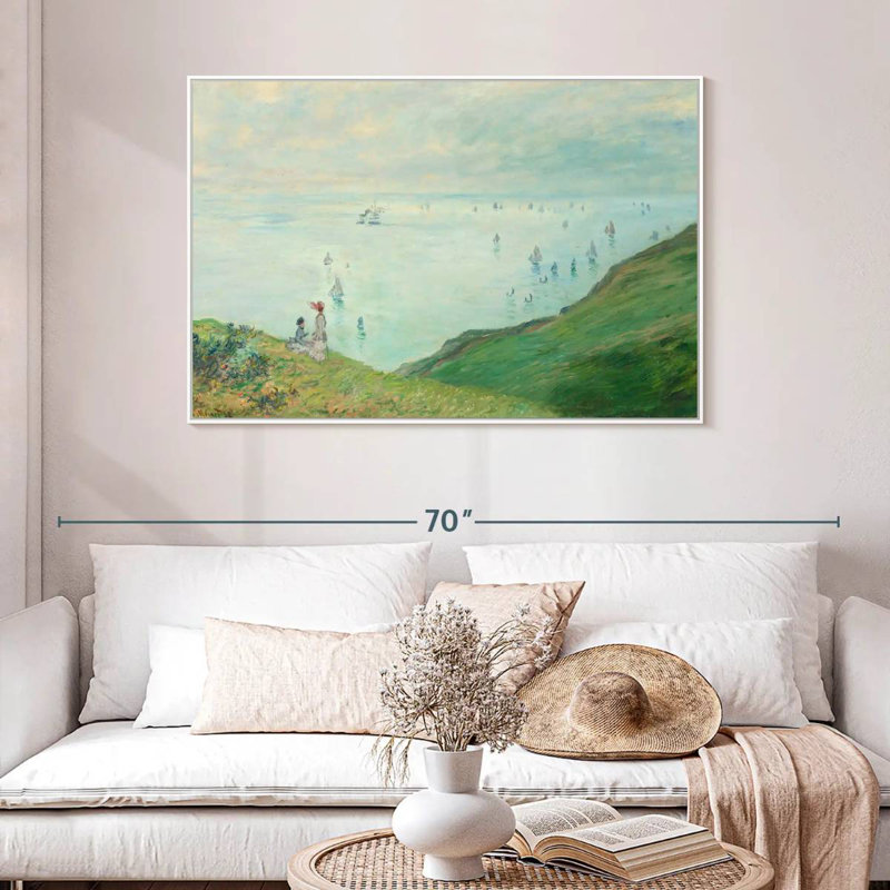 Falaises de Pourville, 1882, Cadre flottant blanc, 46 po x 31 po