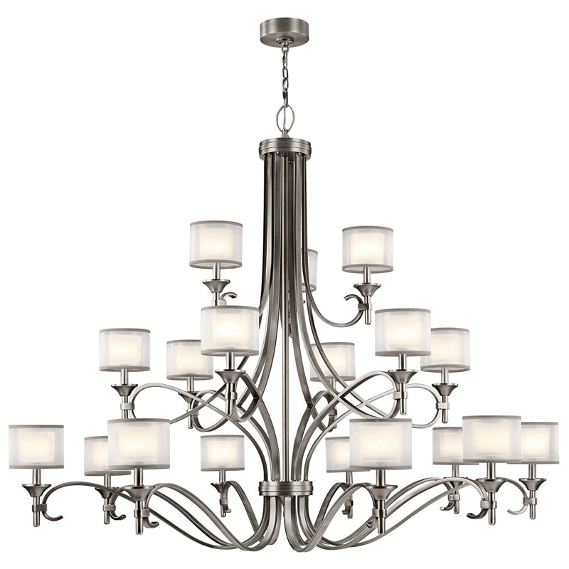 Lustre à niveaux ombré 18 lumières Lacey, Étain antique