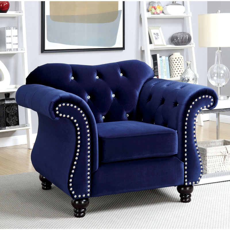 Fauteuil Tabitha, Mélange de polyester bleu