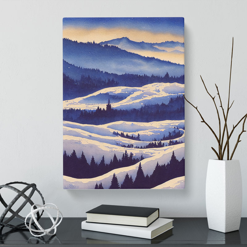CAN-V0523-2804X Watercolour Winter Forest Vol.7 - Wrapped Canvas Print, 60cm H x 40cm W