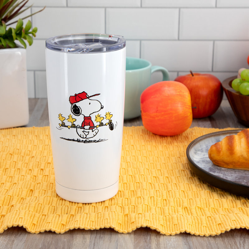 Verre blanc 17 oz avec couvercle Peanuts