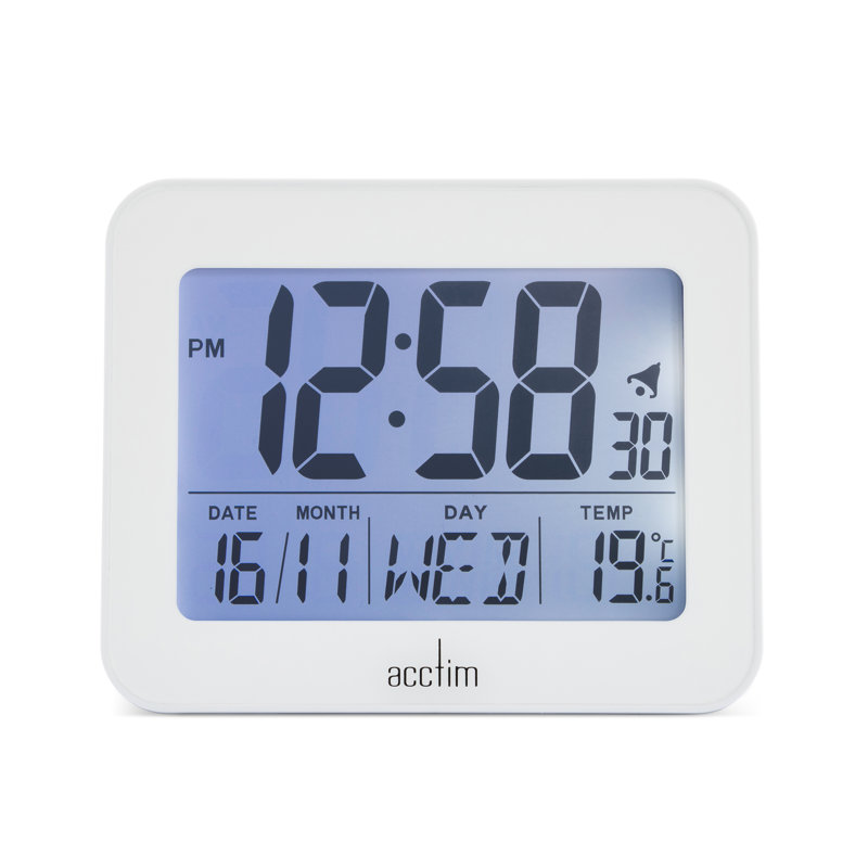 Quartz movement / Crystal Alarm Tabletop Clock, White