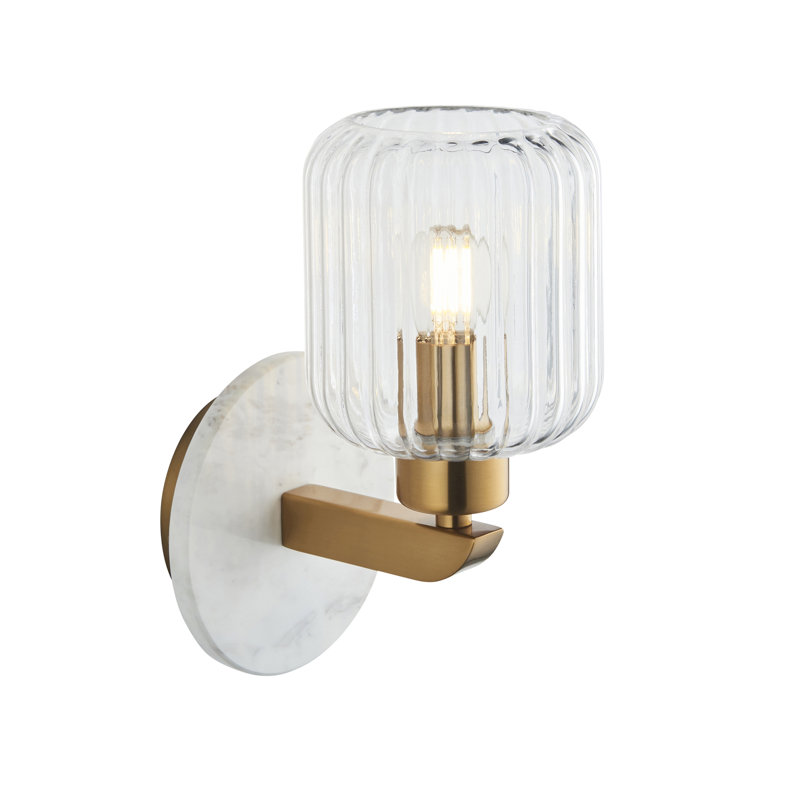 Tarlo Ribbed Wall Sconce, White Marble