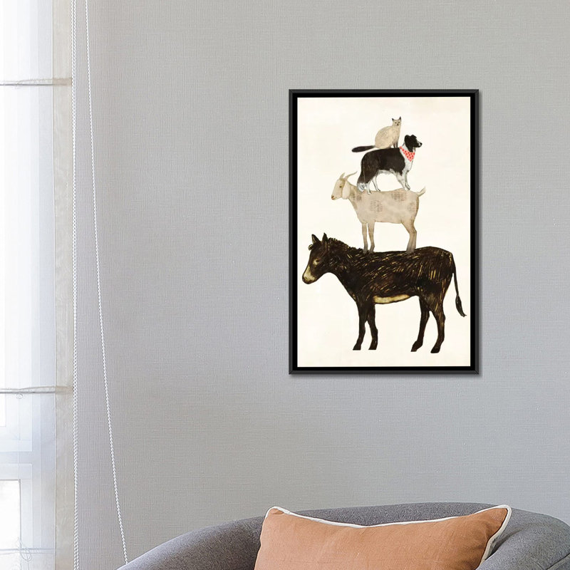 " Barnyard Buds VI ", Black Framed Canvas, 48" H x 32" W x 1.5" D