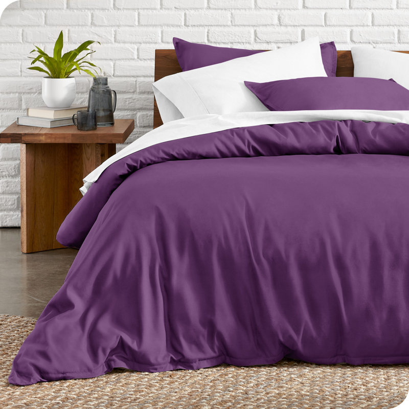 Premium Modern & Contemporary Polyester Duvet Cover & Insert, Full/Queen Comforter + 3 Additional Pieces, Plum
