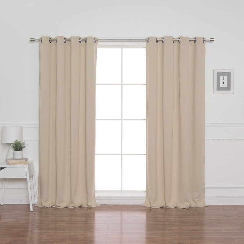 Schaeffer Solid Blackout Thermal Grommet Curtain Panels, Beige, 52" W x 108" L