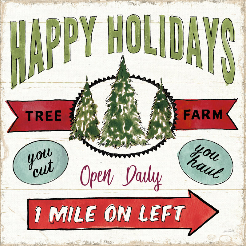«Holiday Signs V» par Anne Tavoletti - reproduction sur toile tendue, H 12 po x l 12 po, Non, Toile avec cadre flottant noir
