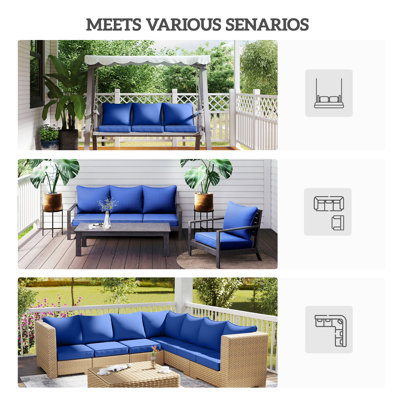 Ensemble de 2 coussins de chaise de patio avec siège et dossier, ensemble de coussins de remplacement résistants à la décoloration, bleu marine