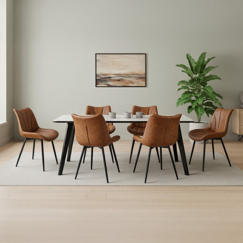 52cm H Tufted Upholstered Side Chair, Retro Brown