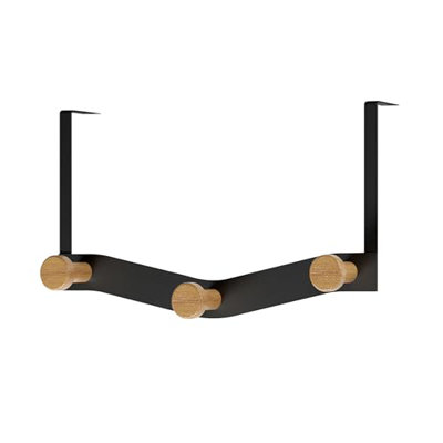 ​YBM Home Black Wooden Over the Door Hanger Hooks, 3 Hooks for Hanging Clothing, Towels, Bags, Coats, Pack of 1, 1266