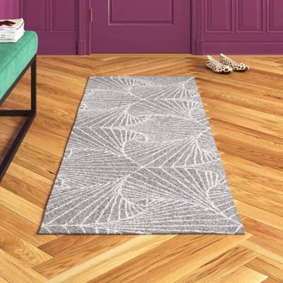 Tapis gris / ivoire en laine et coton touffetés à la main Anakin