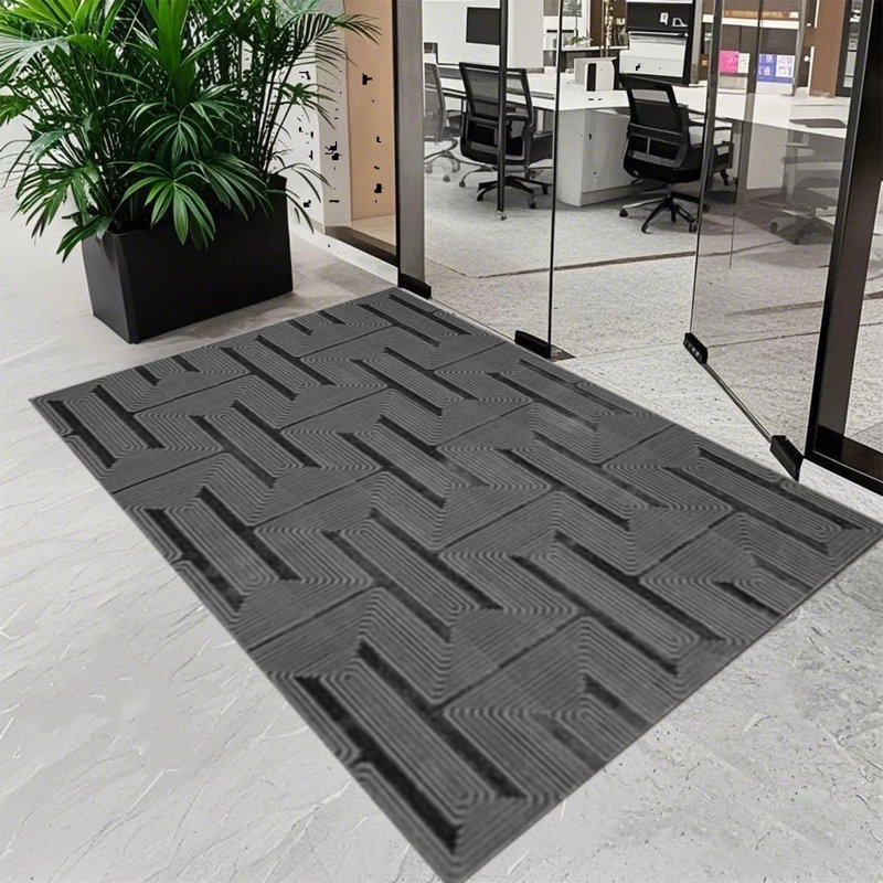 Geometric Flokati, Dark Grey, Rectangle 60 x 110 cm