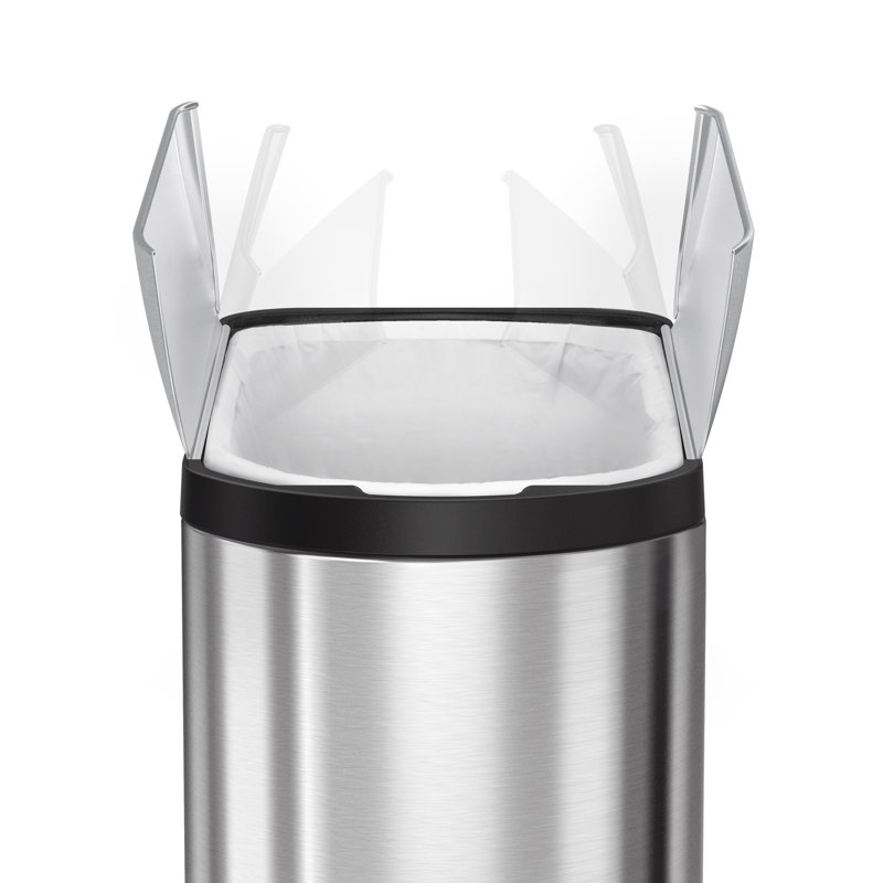 simplehuman Butterfly Lid Kitchen Step Trash Can, Brushed Stainless Steel, 45 L
