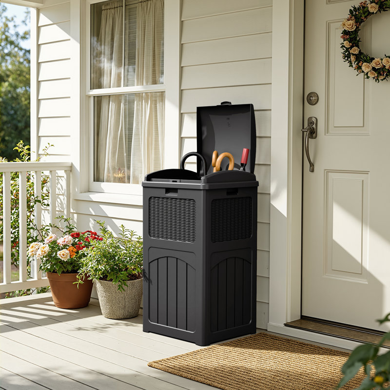Poubelle à couvercle manuel 32 gallons Devoko, Noir