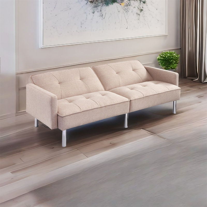 Futon rembourré Greisy, Tissu beige