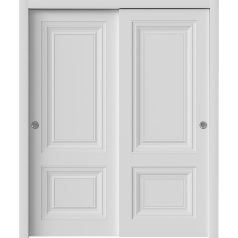 Portes coulissantes pour garde-robe coulissantes | Essentiel - 1772 - blanc | Ensemble de quincaillerie Rails | Portes de garde-robe de chambre en bois massif