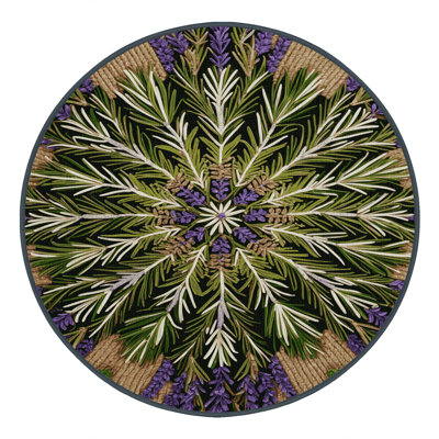 Tapis botanique brun lavable à la machine
