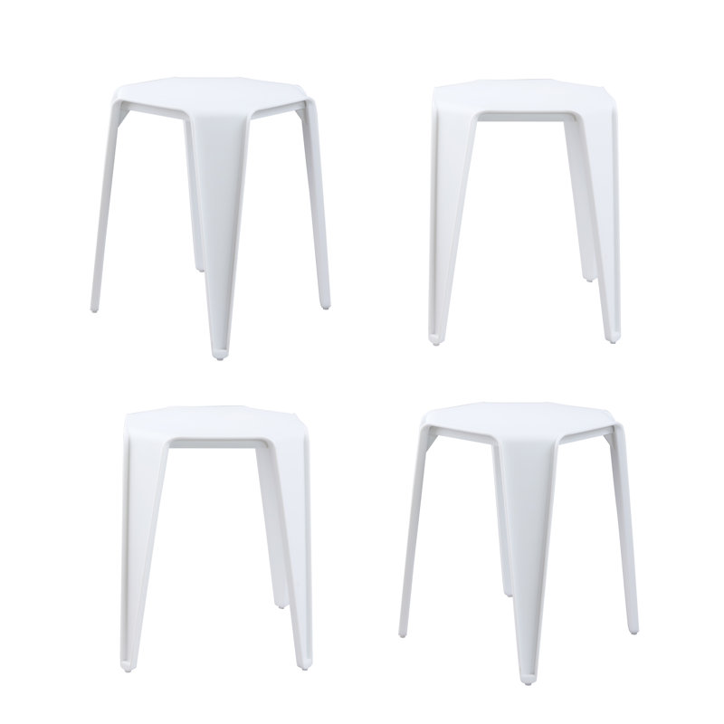 Eiven Plastic Accent Stool, White
