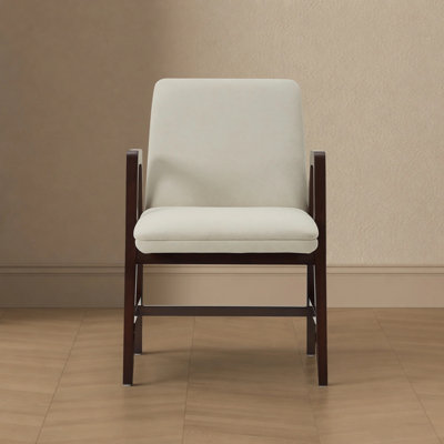 Stella Modern Velvet Upholstered Beech Wood Dining Armchair in Cream