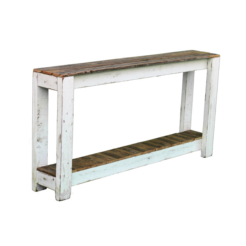 Nessa Solid Wood Console Table, White, Brown, 30" H x 60" W x 10" D