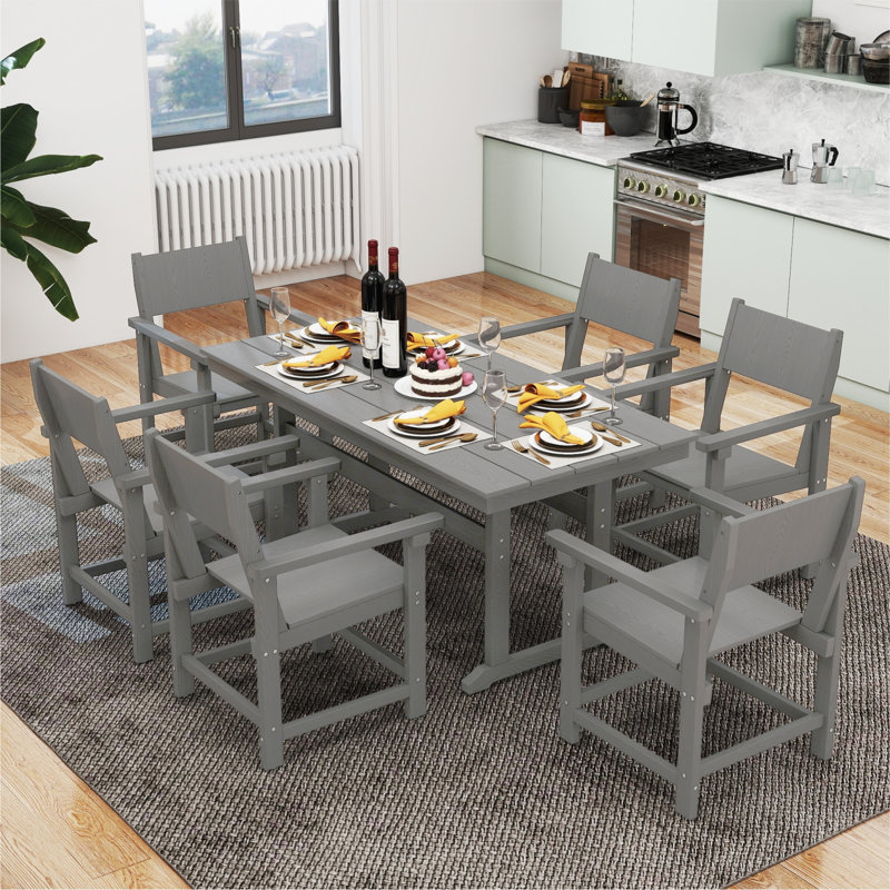 Ensemble repas extérieur pour 6 personnes avec 6 chaises Reata, Gris