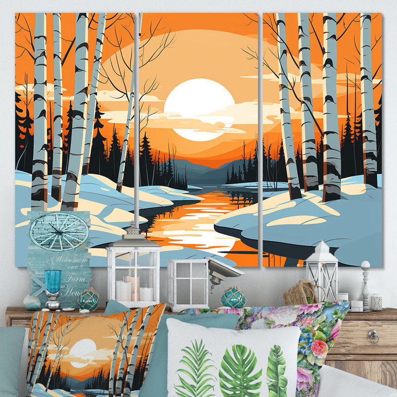 Paysage d'hiver Bolt - Paysage d'hiver, Toile tendue, H 32 po x l 48 po x P 1 po