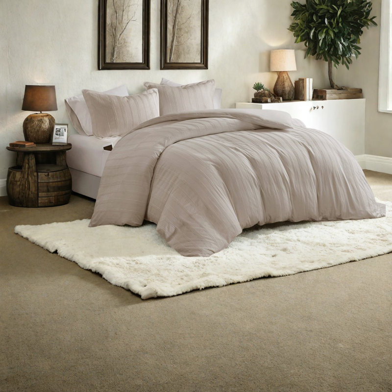 Neutral 3-piece Bedding Sets, Durable Polyester, Modern Style For All Seasons