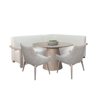 Ensemble de salle à manger rembourré 4 pièces avec table ronde Sunny Designs