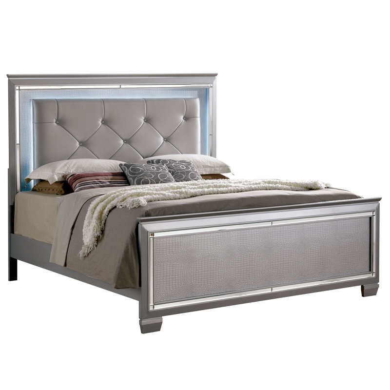 Heffron 85.25"Length Faux Leather Bed