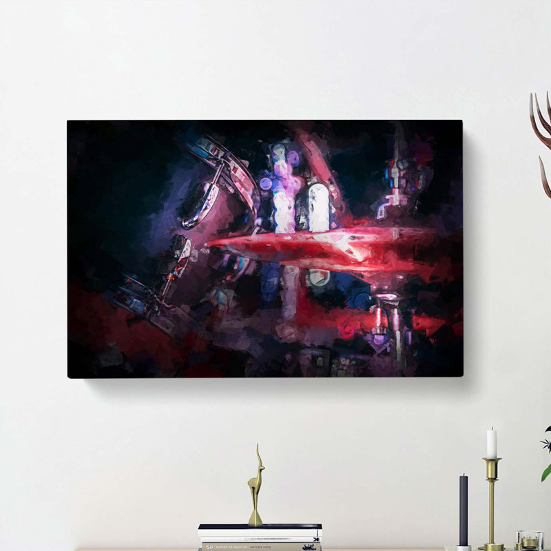 Drum Kit in Abstract - Wrapped Canvas, 50cm H x 76cm W x 3cm D