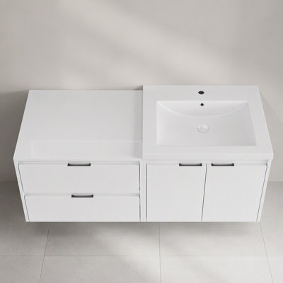 Ensemble de meuble-lavabo modulaire 48 po (47,07 po), armoires doubles en contreplaqué blanc de 24 po avec lavabo gélifié, ensemble de meuble-lavabo KD Flat Pack, solution de rangement moderne