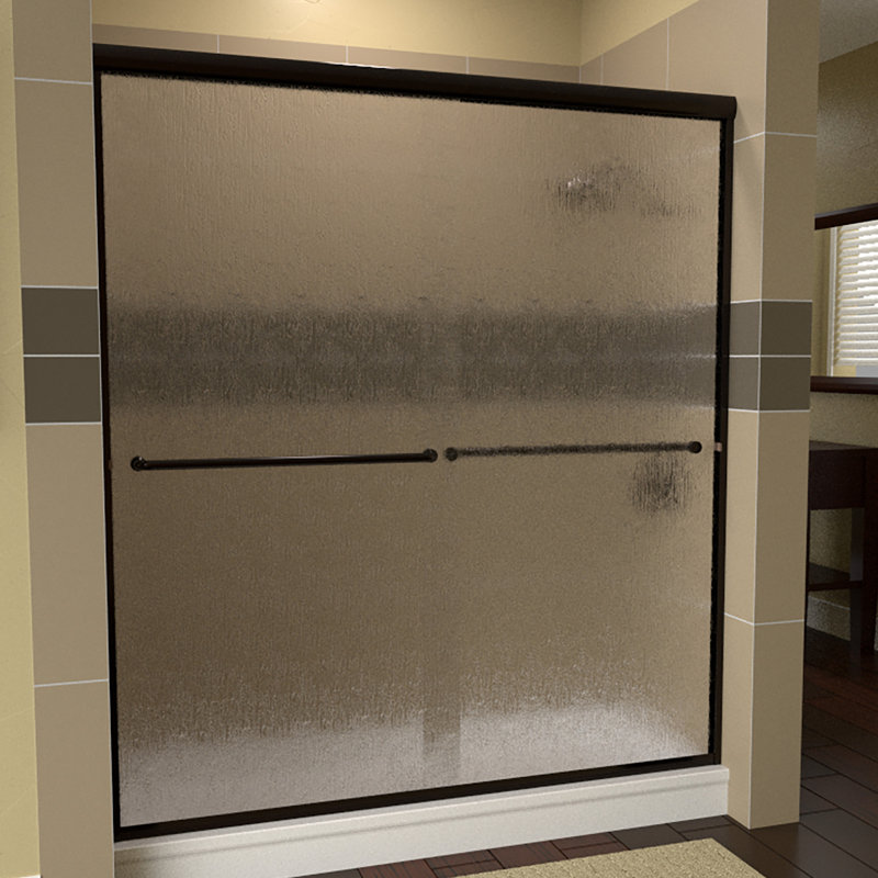 ESE 60" x 80" Oil Rubbed Bronze Rain Glass Bypass Shower Door