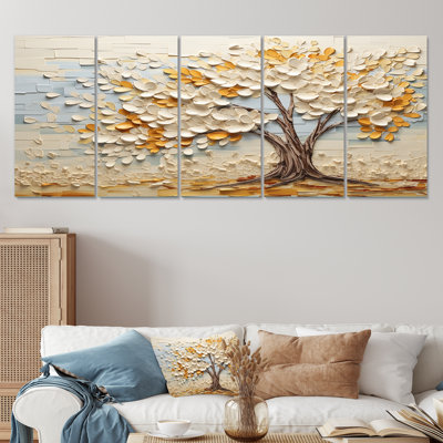 Minimalisme américain Basswood Tree IV - 5 pièces d'art mural sur toile