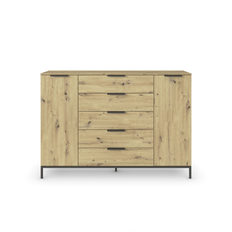5 - Drawer Chest of Drawers, Oak/Graphite