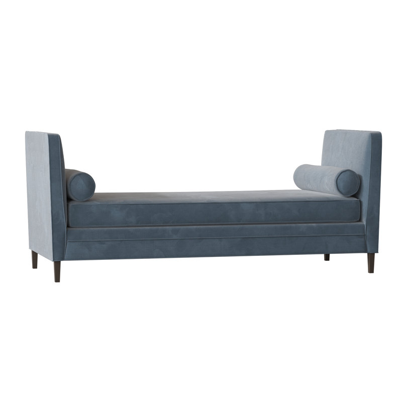 Banc rembourré Lydia, Velours performance Bella Ocean, Blanc antique
