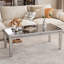 Four Leg Glass Coffee Table Diamonds Mirrored Top Center Table 120x60cm
