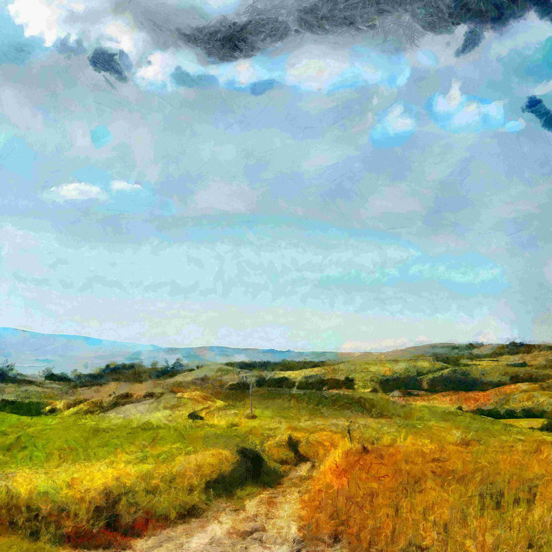 «Painted Green Field And Blue Sky», reproduction d'art sur toile tendue, H 12 po x l 12 po