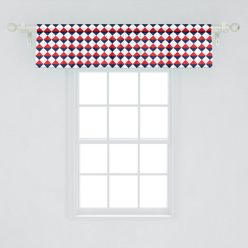 Cantonnière Ambesonne Americana, 2 demi-triangles rouges 54 po x 12 po, rouge, bleu foncé et blanc