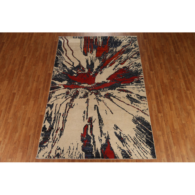 One-of-a-Kind 6'5'' X 9'8'' New Age Wool Area Rug in Ivory